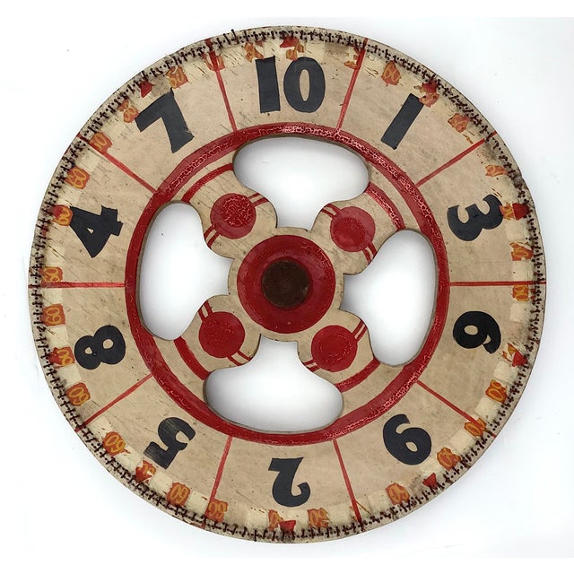 Wood Circa 1930s Two Sided Hand Painted Game Wheel For Sale - Image 7 of 12