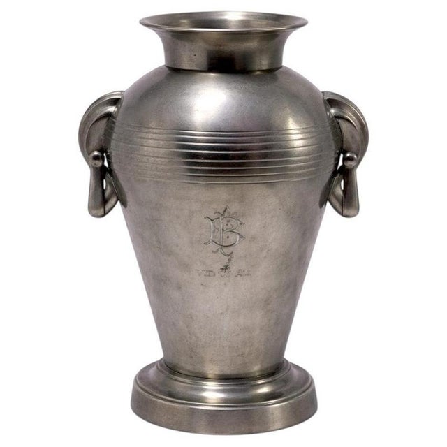 Silver Swedish Art Deco Pewter Amphora Vase from GAB, 1937 For Sale - Image 8 of 8