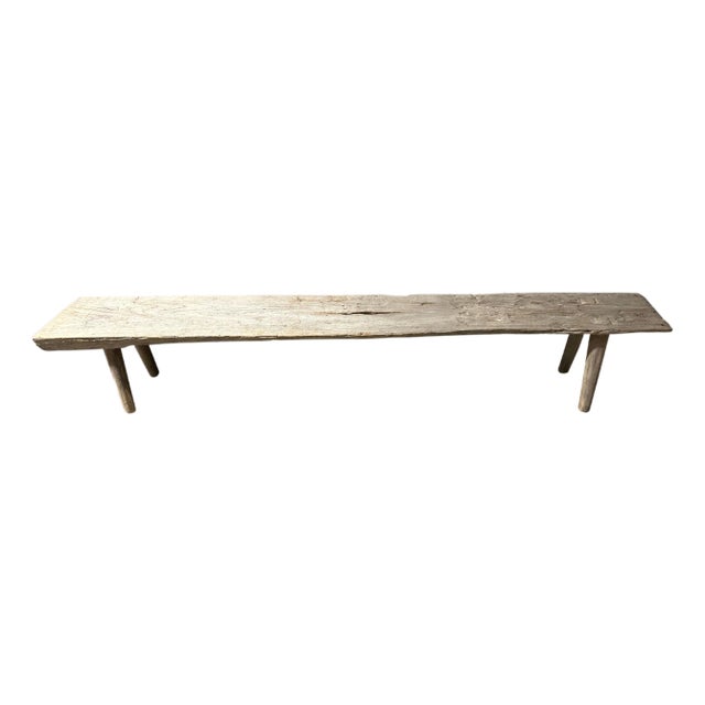 Andrianna Shamaris Impressive Long Teak Wood Bench For Sale