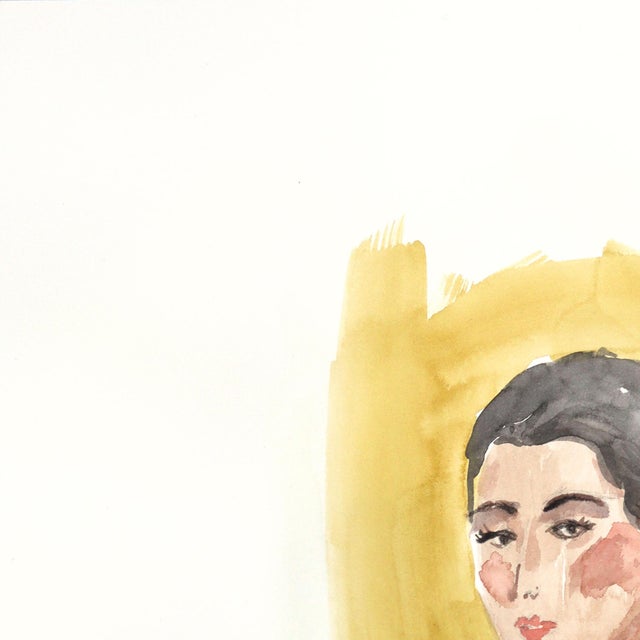 Contemporary Here I Am - Original Figurative Portrait Watercolor Painting on Paper by Ama Liyanage For Sale - Image 3 of 6