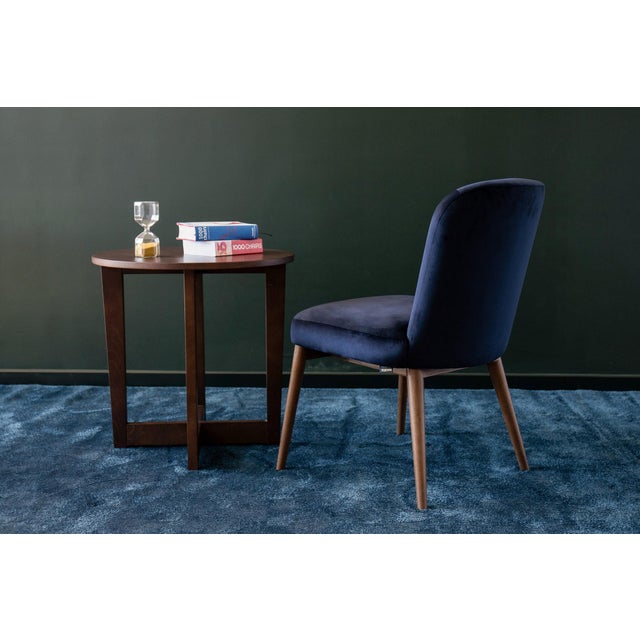 Essex Blue Velvet Chair by Javier Gomez For Sale - Image 4 of 6