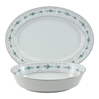 Mid 20th Century Noritake Floral Bowl & Tray, 2 Pieces For Sale
