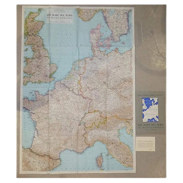 Opera Cartographic Mirabile Card from North Sea to the Mediterranean and Ethnographic Europe from C. T. I. Milan, Italy, 1939, Set of 3 For Sale