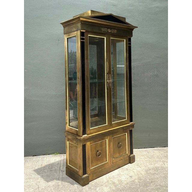 Vintage Mastercraft Brass Pediment Cabinet For Sale In West Palm - Image 6 of 18