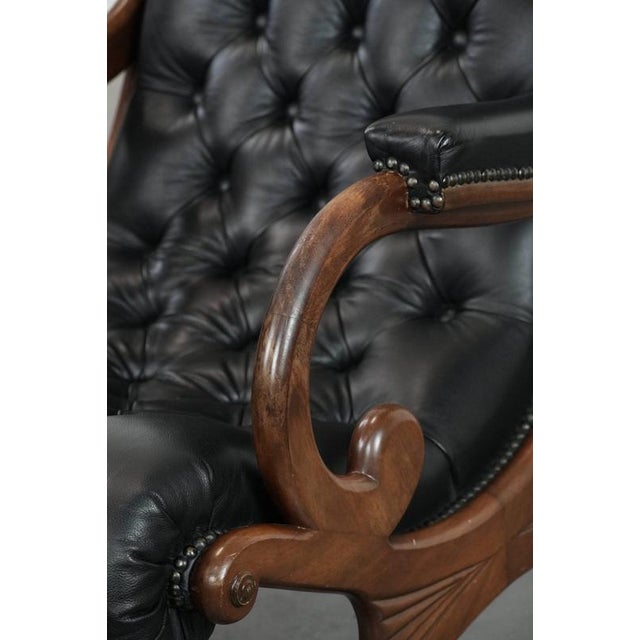 Black Cowhide Chesterfield Armchair For Sale - Image 10 of 15