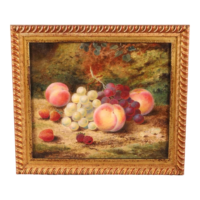 Antique Still Life Oil Painting of Grapes & Peaches by Sidney Scott For Sale