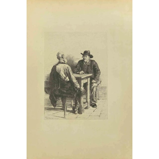 Eugène Burnand, The Meeting, Etching, Late 19th Century For Sale