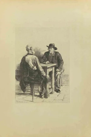 Eugène Burnand, The Meeting, Etching, Late 19th Century