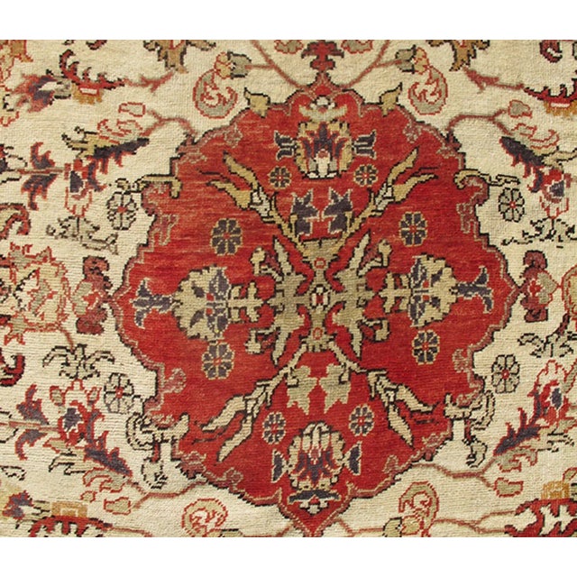 Textile 1930s Turkish Sivas Rug With Red, Taupe, Light Green and Cream Colors For Sale - Image 7 of 8