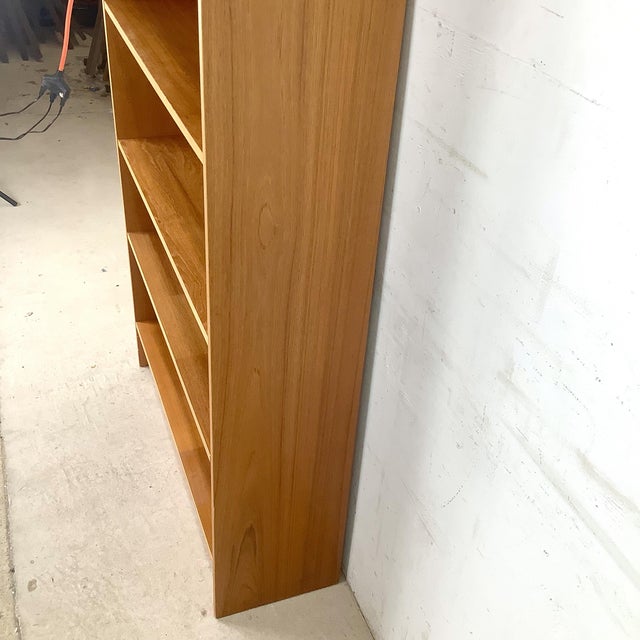 Late 20th Century Scandinavian Modern Style Teak Bookcase With Open Display Shelving For Sale - Image 5 of 15