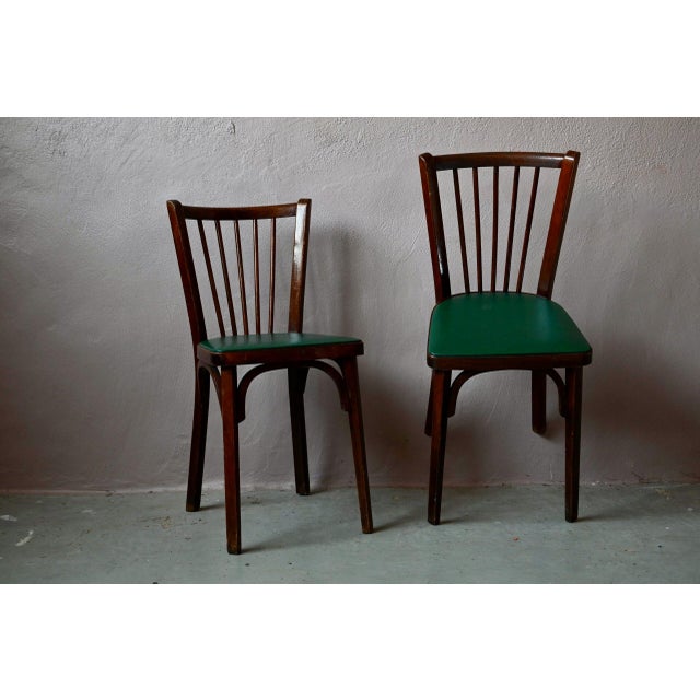Set of Baumann Chairs in Beech and Green Leatherette For Sale - Image 12 of 13
