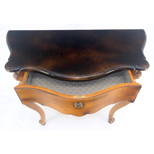 Baker One Drawer Cabriole Leg Fruitwood Paper Finished Drawer Console Table MINT For Sale - Image 10 of 14