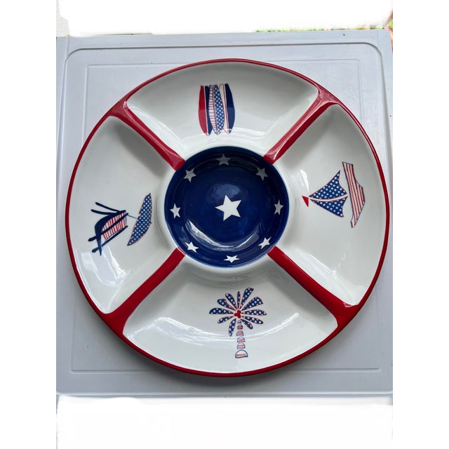 2005 Patriotic serving piece. Large Measuring 15” and features five sections for versatile entertaining. The platter is...