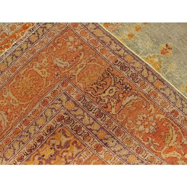 Early 20th Century Antique Turkish Sivas Carpet With Prayer Design in Light Blue-Gray and Copper For Sale In Atlanta - Image 6 of 7