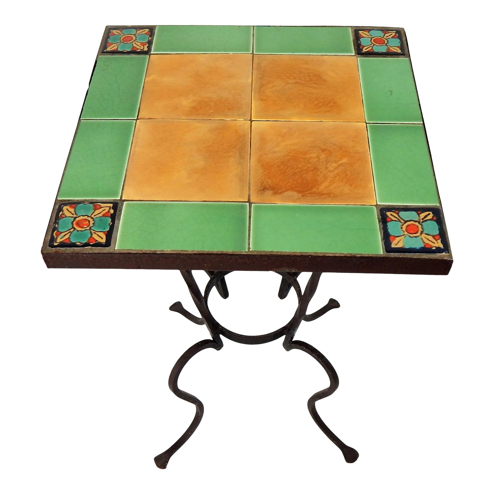 California Tile Top Iron Side Table Chairish