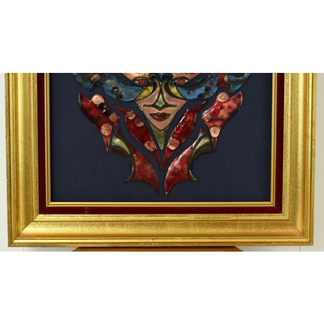 Mid Century Modern Copper Enamel Face Mask Sculpture For Sale - Image 4 of 11