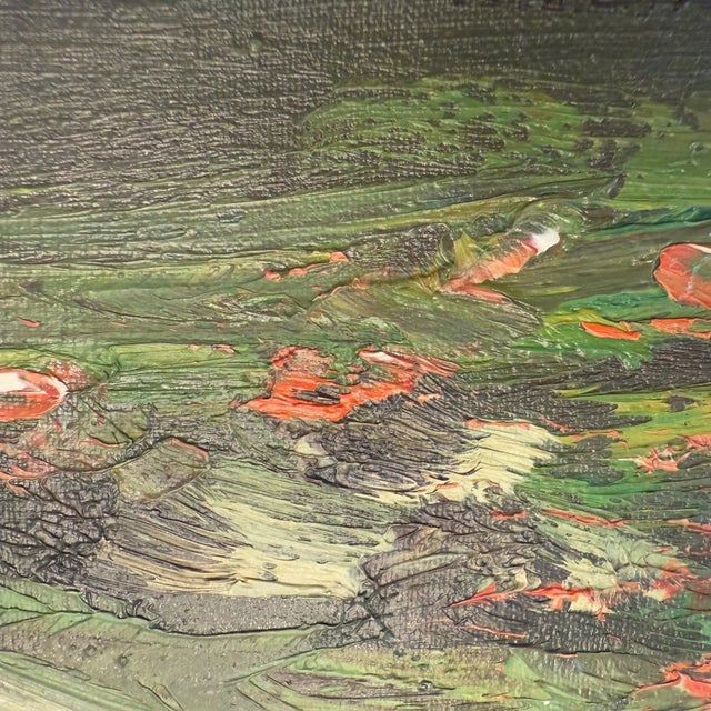 Blue Vintage Italian Landscape Oil Painting Signed Moretti For Sale - Image 8 of 12