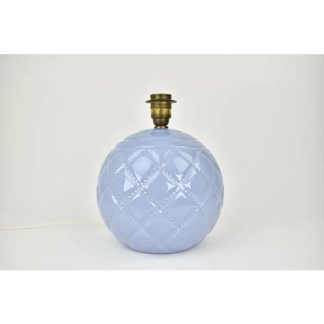 Vintage French Lilac Ceramic Table Lamp, 1950s, in Very Good conditions. Designed 1950 to 1959 European Plug (up to...