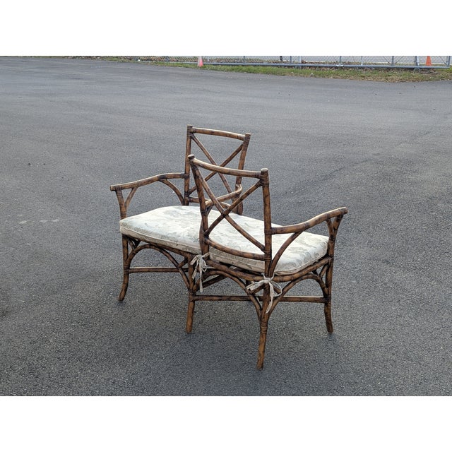 Brown Vintage Bent Bamboo Gossip Bench | Tête-À-Tête | Face-to-Face Sette For Sale - Image 8 of 8