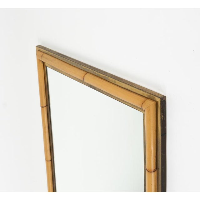 Mid-Century Brass and Bamboo Wall Mirror in the style of Vivai del Sud, Italy, 1970s For Sale - Image 11 of 14