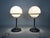Pair of Space Age chrome metal globe opaline table lamps. 70s Very nice pair of Space Age lamps with a very beautiful...