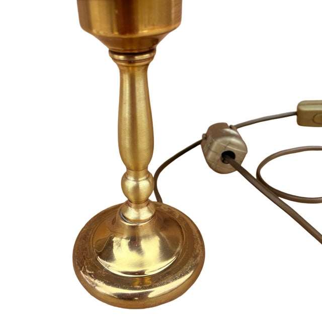 1970s Brass Night Lamp, Table Lamp With Lampshade, Germany, 1970s. For Sale - Image 5 of 12