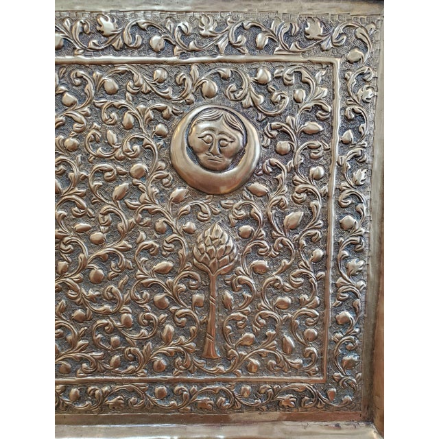 Brass 19th Century Indian Brass Wall Plaque With Hindu Deities and Floral Relief For Sale - Image 8 of 12