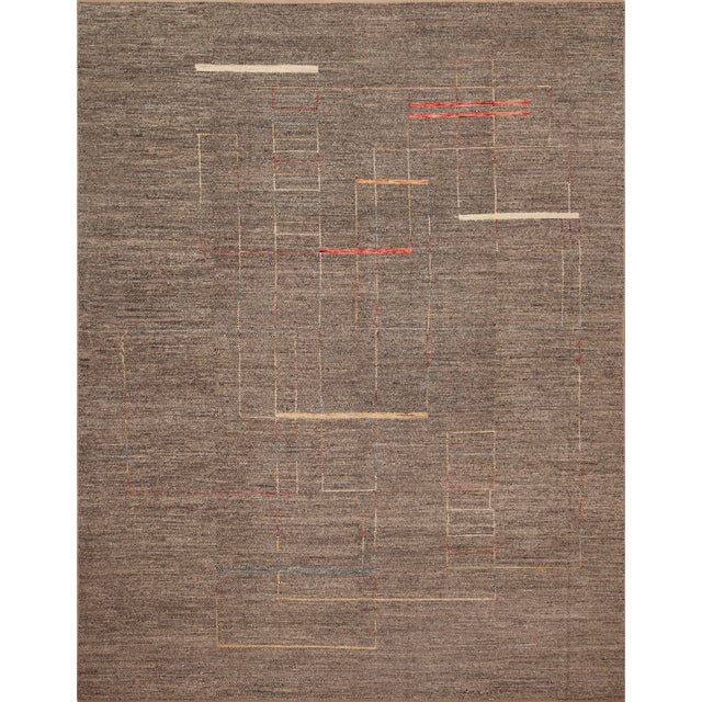Earthen Modern Neutral Colors Minimal Rug, Country of origin: Central Asia, Circa date: Modern