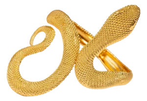 Mystic Snake Guardian Gold Chunky Adjustable Cuff Bracelet