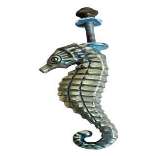 Antique Edwardian British Brass Seahorse Door Knocker, 1900s For Sale