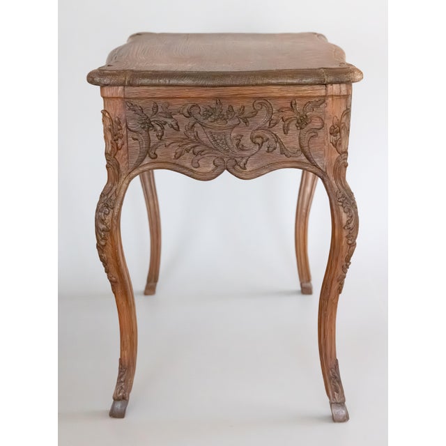 19th Century French Carved Oak Side Table With Drawer For Sale - Image 4 of 12