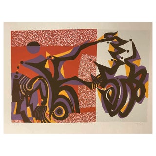 Wladimiro Tulli, Carnivalesque Composition, Screen Print, 1970s For Sale