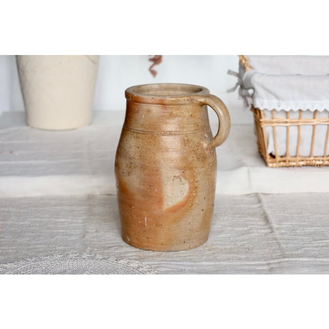Antique Rustic Stoneware Jar with Handle, 1980s For Sale - Image 6 of 7