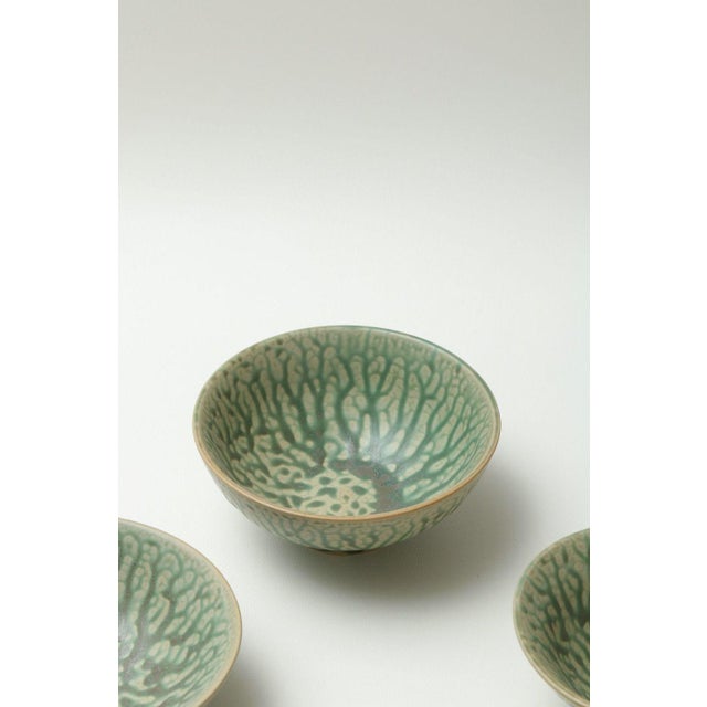 2010s Japanese Ceramic Bowl With Kiln-Transformed Veined Patterns - Set of 4 For Sale - Image 5 of 8