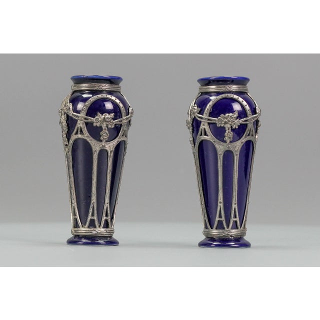 Small Art Nouveau Glazed Ceramic Vases, Set of 2 For Sale - Image 16 of 18