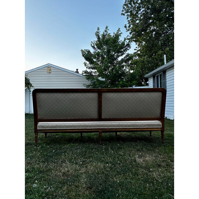 1960s French Louis XVI Style Giltwood Settee With Original Floral Upholstery For Sale - Image 9 of 11