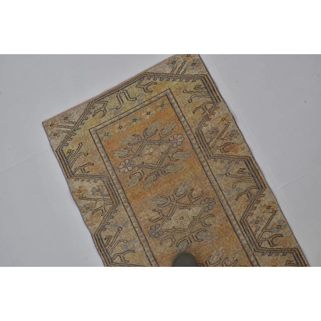 Turkish Long Vintage Turkish Runner, Mustard Yellow and Ochre Anatolian Rug For Sale - Image 3 of 10