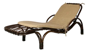 Italian Modern Rattan Chaise Lounge with Cotton Pillow, 1980s