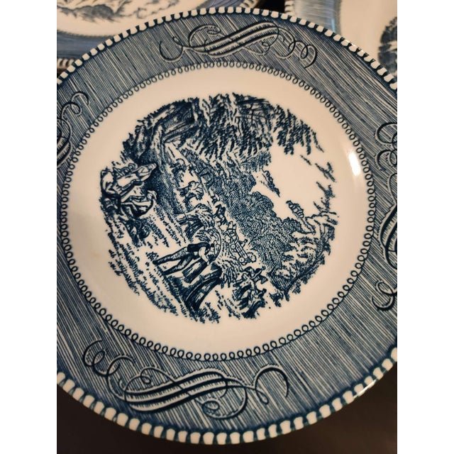 Ceramic Vintage Royal China Currier & Ives Blue Dinnerware & Glassware Set - 67 Pieces For Sale - Image 7 of 11