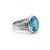 Swiss Blue Topaz Signet Ring, Oval Cut Gemstone Chunky Ring Us 7 For Sale - Image 4 of 5