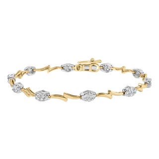 10K White and Yellow Gold 1.00 Cttw Diamond Oval Shaped Cluster Link Bracelet (I-J Color, SI2-I1 Clarity) - 7" Inches For Sale