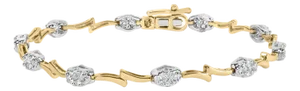 10K White and Yellow Gold 1.00 Cttw Diamond Oval Shaped Cluster Link Bracelet (I-J Color, SI2-I1 Clarity) - 7" Inches