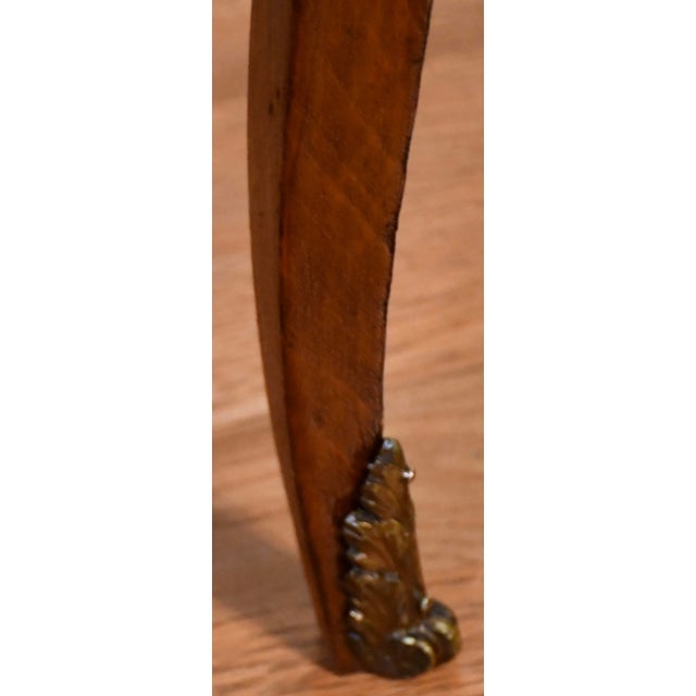 1920s Antique French Louis XV Walnut Satinwood Inlay & Marble Top Lingerie Stand For Sale - Image 9 of 18