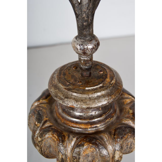 Late 19th Century Italian Baroque Style Silver Gilt Pricket Sticks- a Pair For Sale - Image 11 of 12