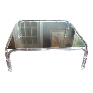 Vintage Mid Century Modern Lucite and Glass Dorothy Thorpe Style Square Coffee Table For Sale