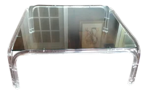 Vintage Mid Century Modern Lucite and Glass Dorothy Thorpe Style Square Coffee Table