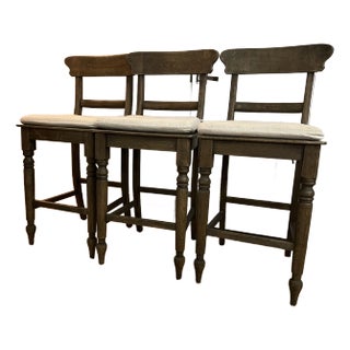Restoration Hardware 19th Century English Schoolhouse Style Stools- Set of 3 For Sale