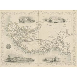 Antique Map of Western Africa with Vignettes of Cape Coast Castle Etc, 1851 For Sale