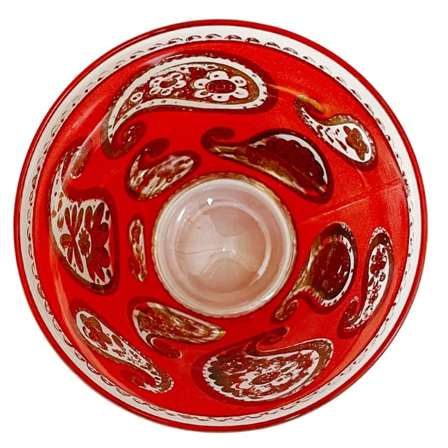 1960s 1960s 22k Gold Culver Red Paisley Double Old Fashioned Glasses - Set of 6 For Sale - Image 5 of 6