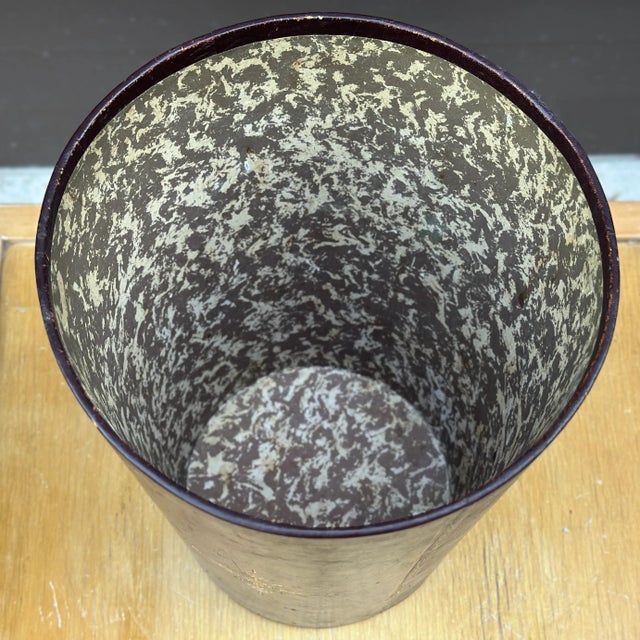 Animal Skin Mid-Century Tooled Oxblood Leather Wastebasket For Sale - Image 7 of 12